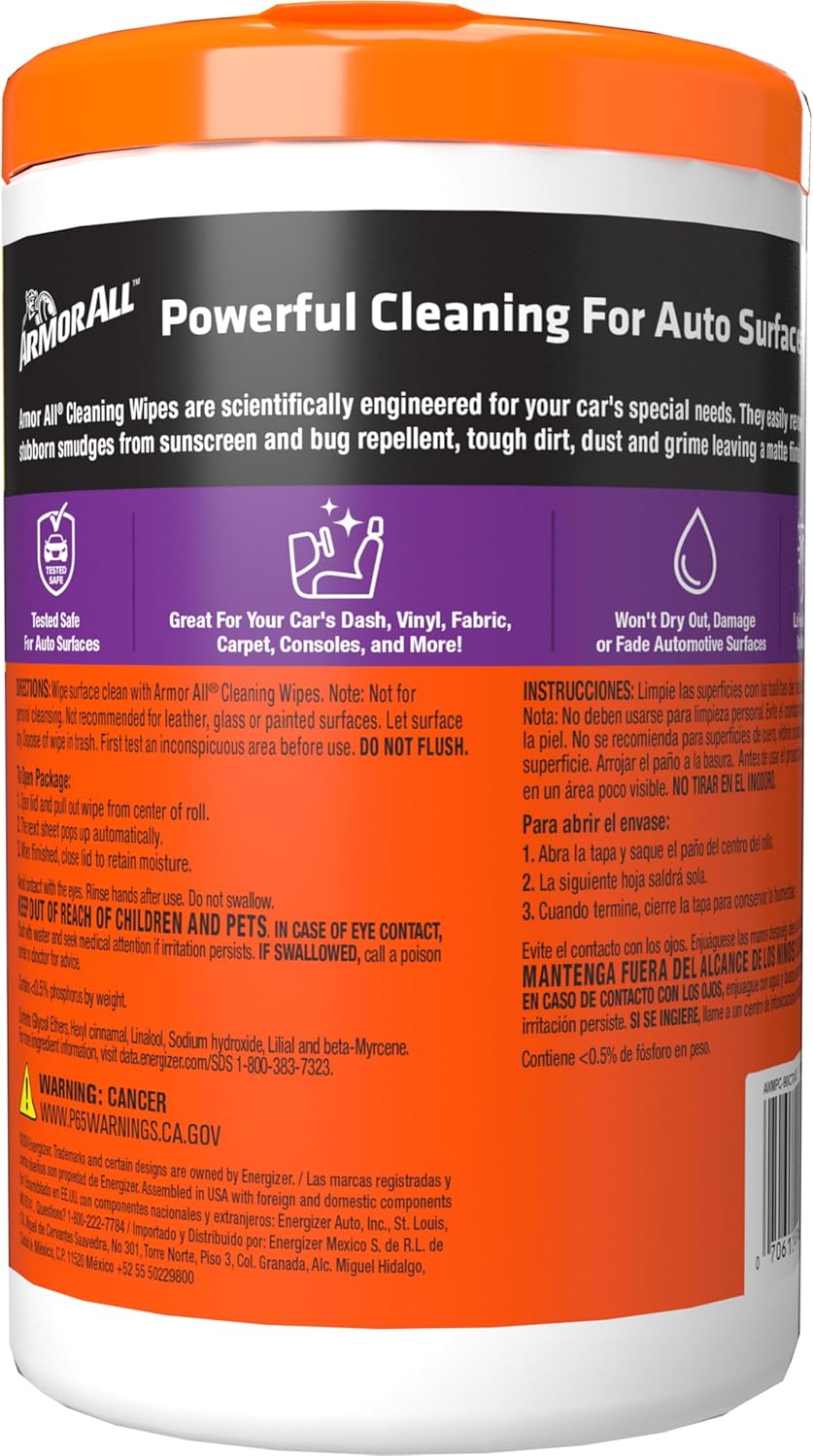 Armor All Len&ccedil;os de limpeza de carro, len&ccedil;os para interior e exterior do carro, 90 len&ccedil;os cada